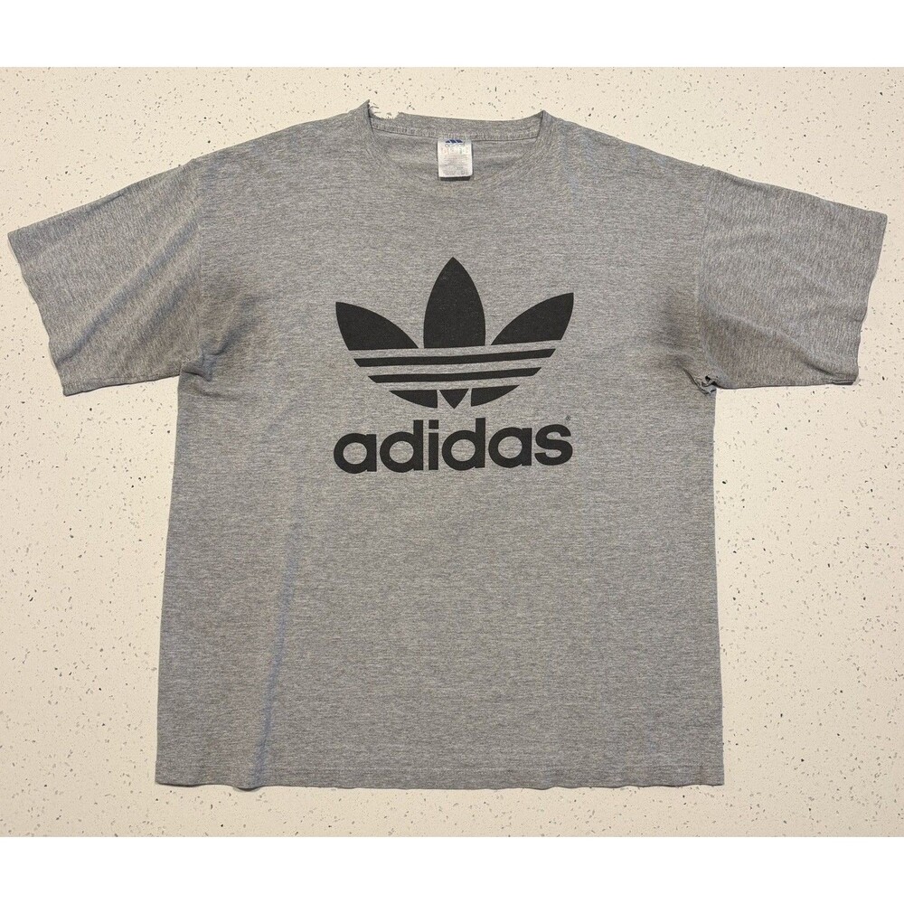 Vintage Adidas T-shirt Made In USA Grail Spellout Size L Double Print Thrashed